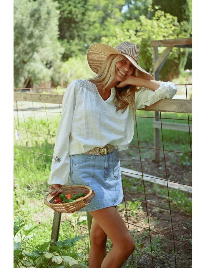 Lili Sidonio X Molly Bracken Blouse Bohème Brodée WHITE