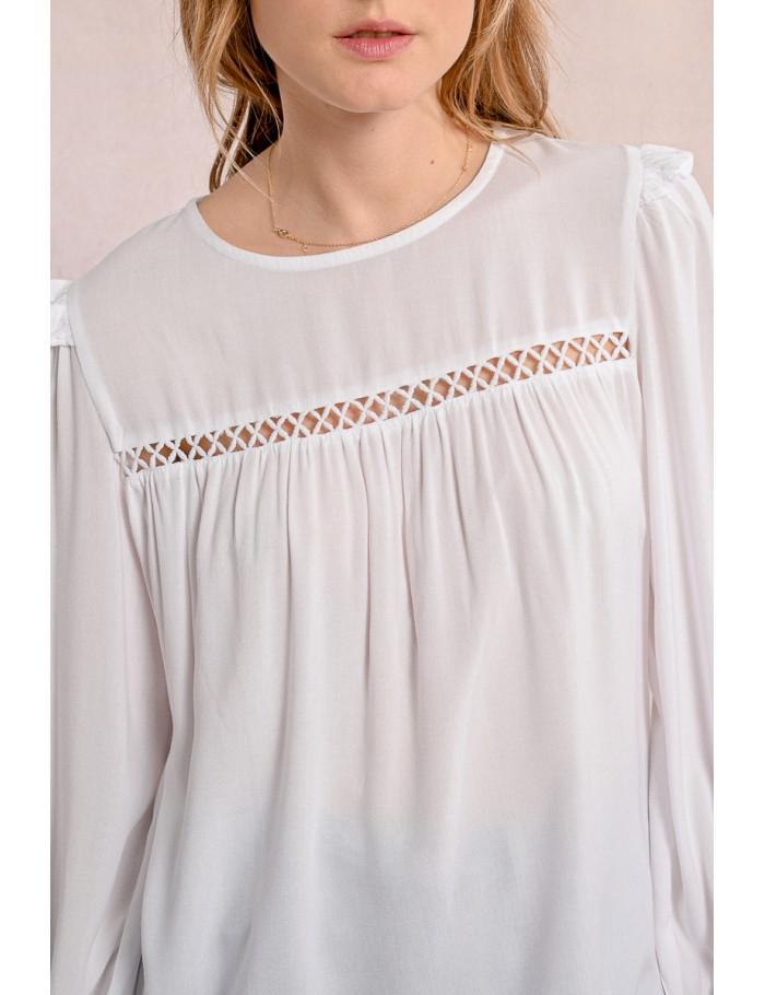 Lili Sidonio X Molly Bracken Blouse Détails Ajourés WHITE