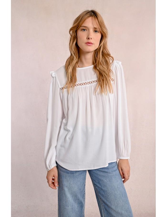 Lili Sidonio X Molly Bracken Blouse Détails Ajourés WHITE