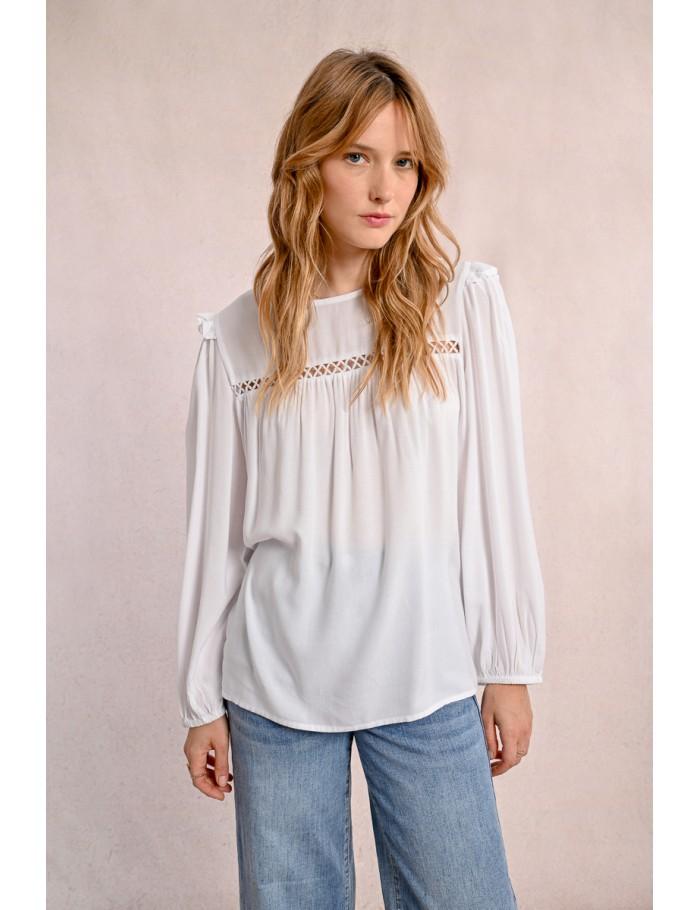 Lili Sidonio X Molly Bracken Blouse Détails Ajourés WHITE