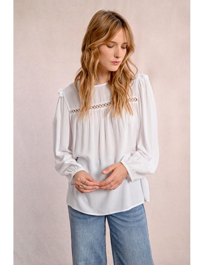 lili sidonio x molly bracken Blouse détails ajourés WHITE