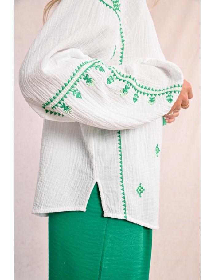 Lili Sidonio X Molly Bracken Blouse En Popeline Brodé WHITE