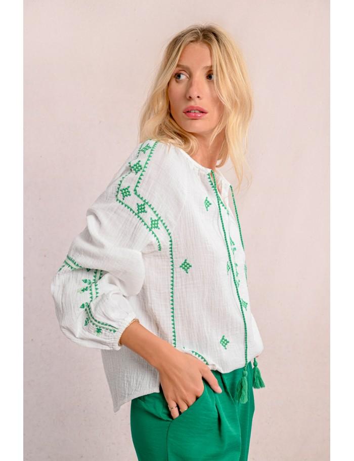Lili Sidonio X Molly Bracken Blouse En Popeline Brodé WHITE