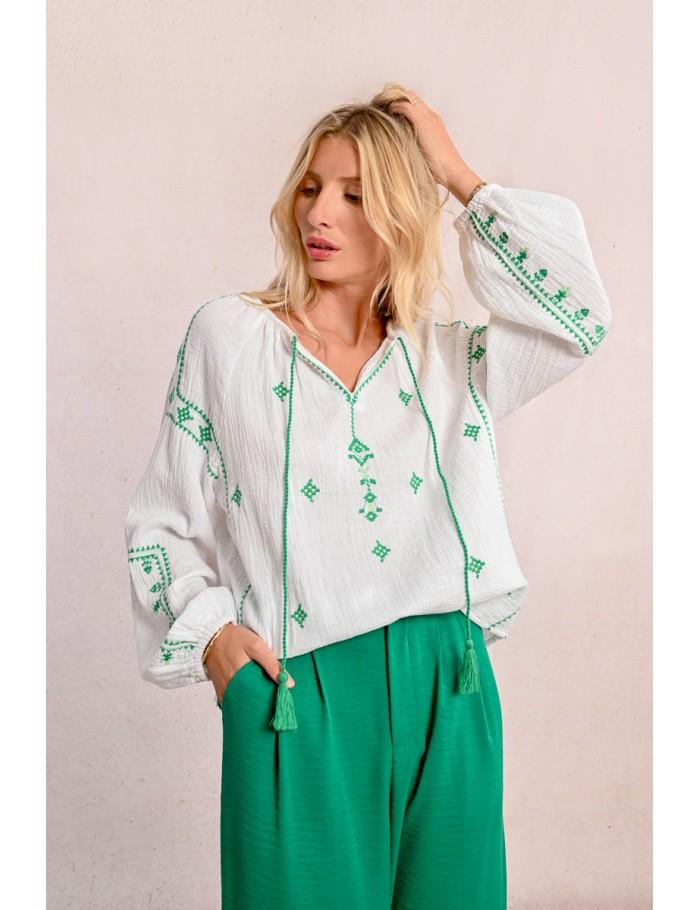 lili sidonio x molly bracken Blouse en popeline brodé WHITE lili sidonio x molly bracken Blouse en popeline brodé WHITE
