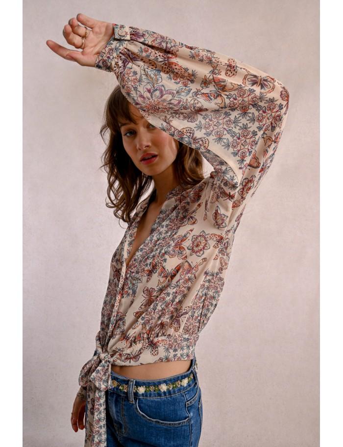 Lili Sidonio X Molly Bracken Blouse Imprimée Et En Semi Transparence CREAM CAPUCINE
