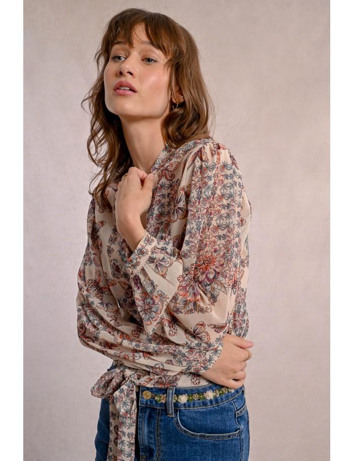 Lili Sidonio X Molly Bracken Blouse Imprimée Et En Semi Transparence CREAM CAPUCINE