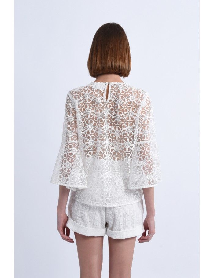 Lili Sidonio X Molly Bracken Blouse Large En Dentelle WHITE