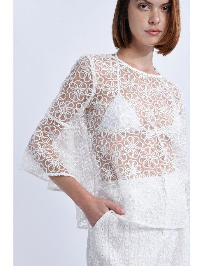 Lili Sidonio X Molly Bracken Blouse Large En Dentelle WHITE
