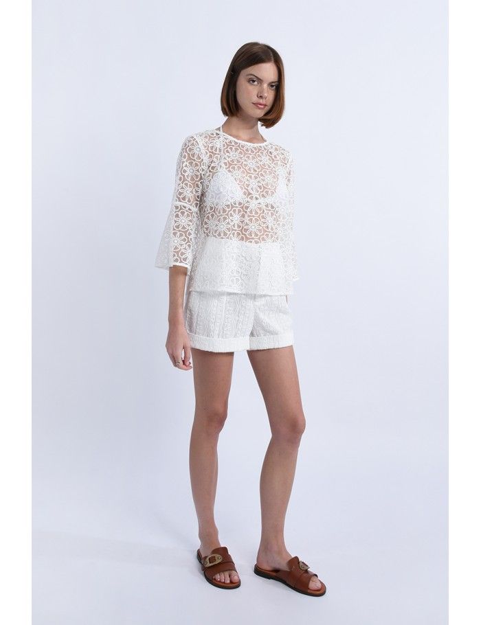 Lili Sidonio X Molly Bracken Blouse Large En Dentelle WHITE