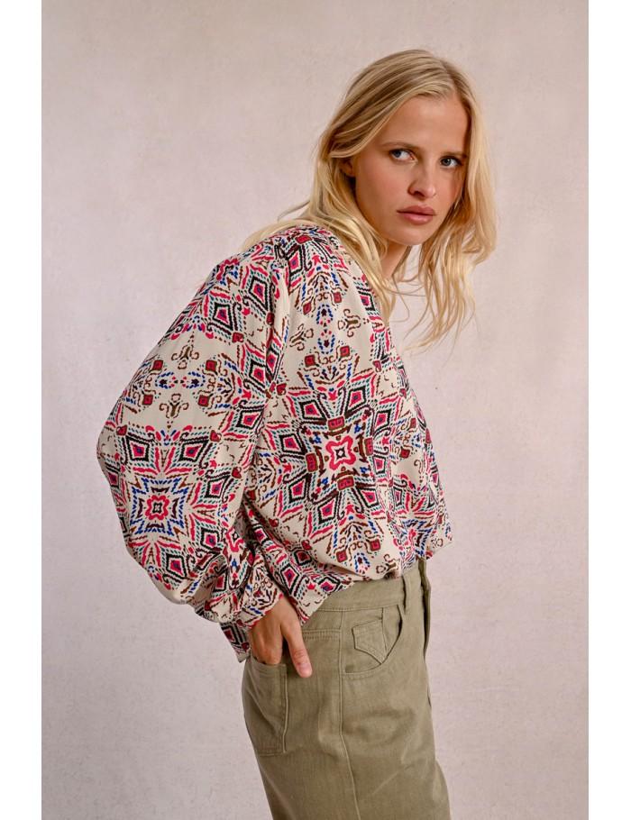 Lili Sidonio X Molly Bracken Blouse Oversize Imprimée CREAM PADMA