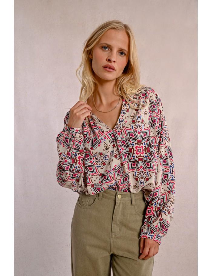 lili sidonio x molly bracken Blouse oversize imprimée CREAM PADMA