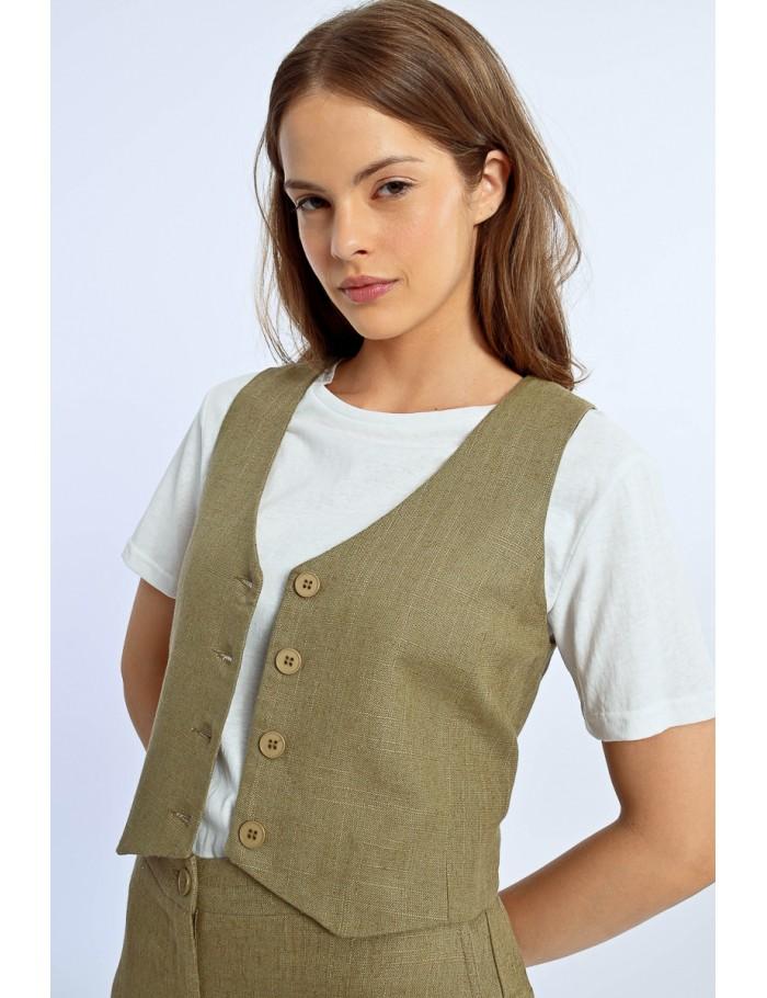 Lili Sidonio X Molly Bracken Boléro En Lin LIGHT BEIGE