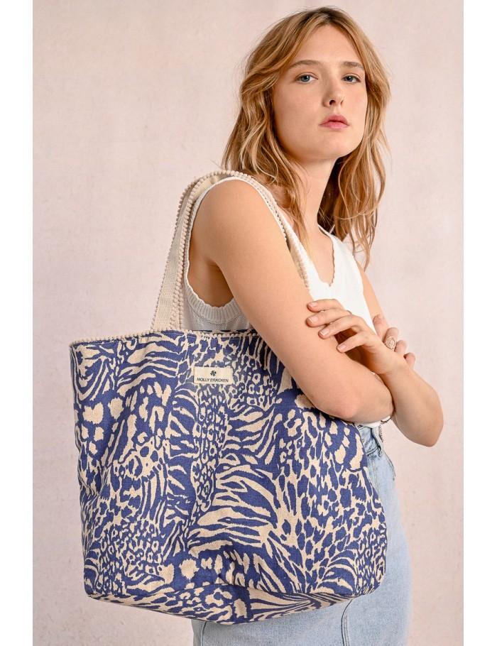 Lili Sidonio X Molly Bracken Cabas Imprimé Animalier DENIM BLUE MAGGY