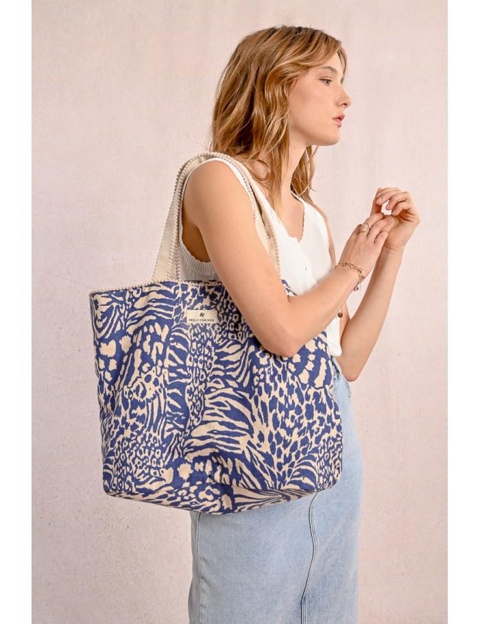 Lili Sidonio X Molly Bracken Cabas Imprimé Animalier DENIM BLUE MAGGY