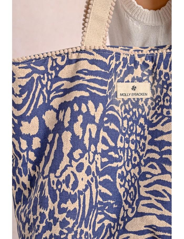 Lili Sidonio X Molly Bracken Cabas Imprimé Animalier DENIM BLUE MAGGY