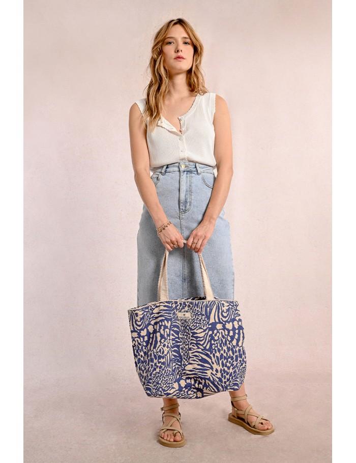 lili sidonio x molly bracken Cabas imprimé animalier DENIM BLUE MAGGY