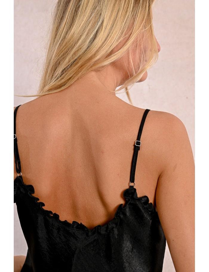 Lili Sidonio X Molly Bracken Caraco Effet Satiné BLACK