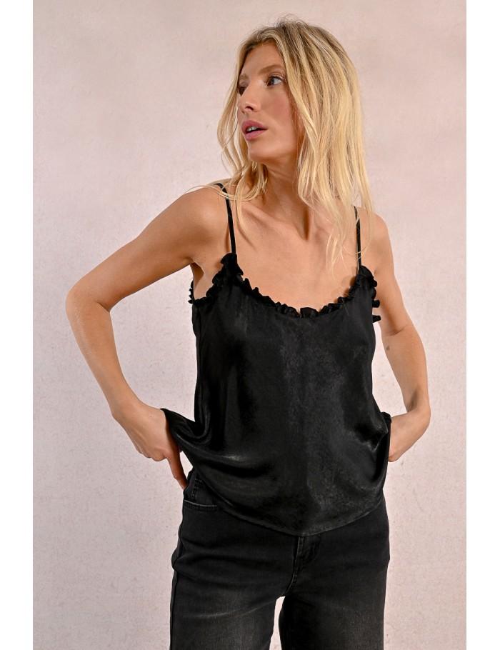 Lili Sidonio X Molly Bracken Caraco Effet Satiné BLACK