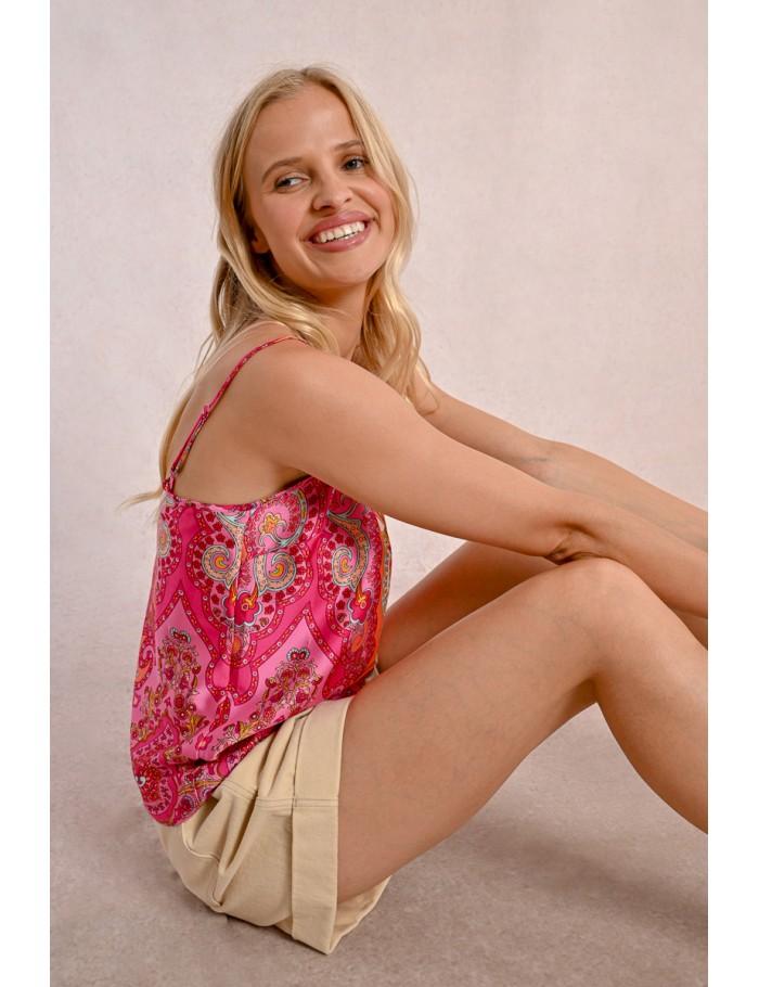 Lili Sidonio X Molly Bracken Caraco Imprimé à Dos Nu PINK DAPHNE