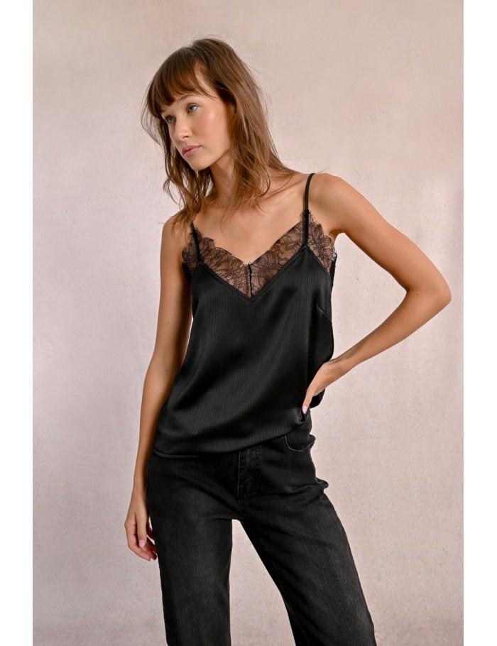 Lili Sidonio X Molly Bracken Caraco Satiné En Dentelle LIGHT KHAKI