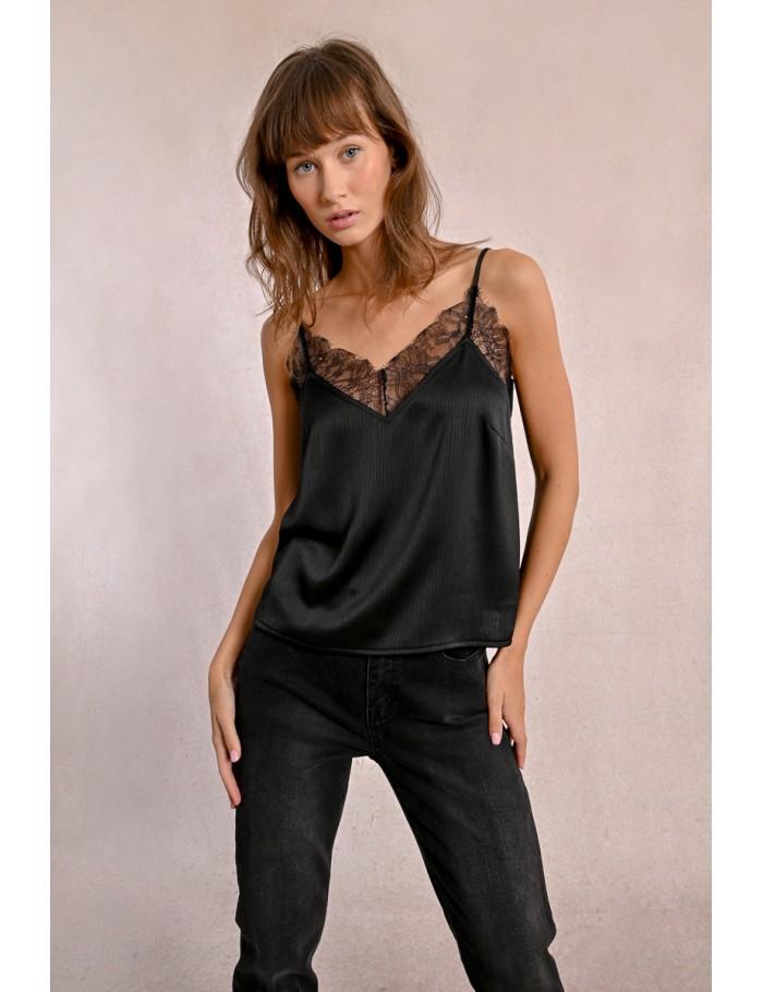 Lili Sidonio X Molly Bracken Caraco Satiné En Dentelle LIGHT KHAKI