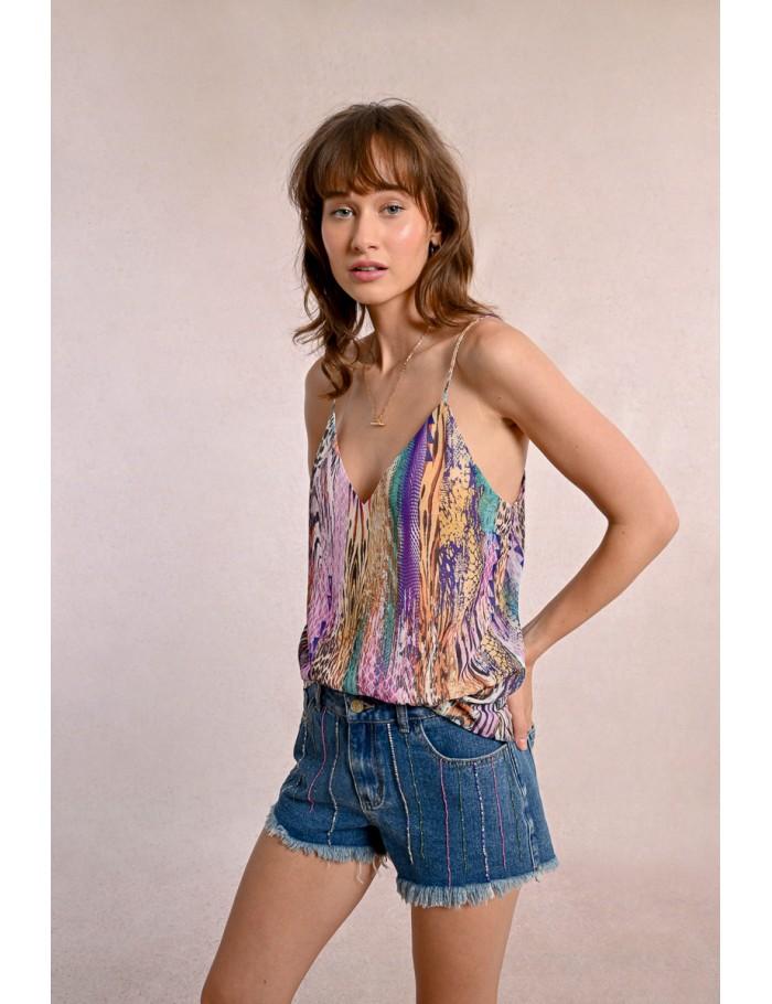 Lili Sidonio X Molly Bracken Caraco Semi Transparent à Imprimé MULTICO PAOLA