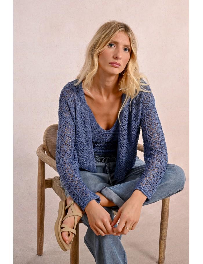 Lili Sidonio X Molly Bracken Cardigan En Maille Ajourée DENIM BLUE
