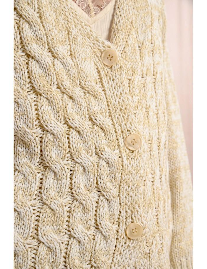 Lili Sidonio X Molly Bracken Cardigan En Maille Col V ÉCRU