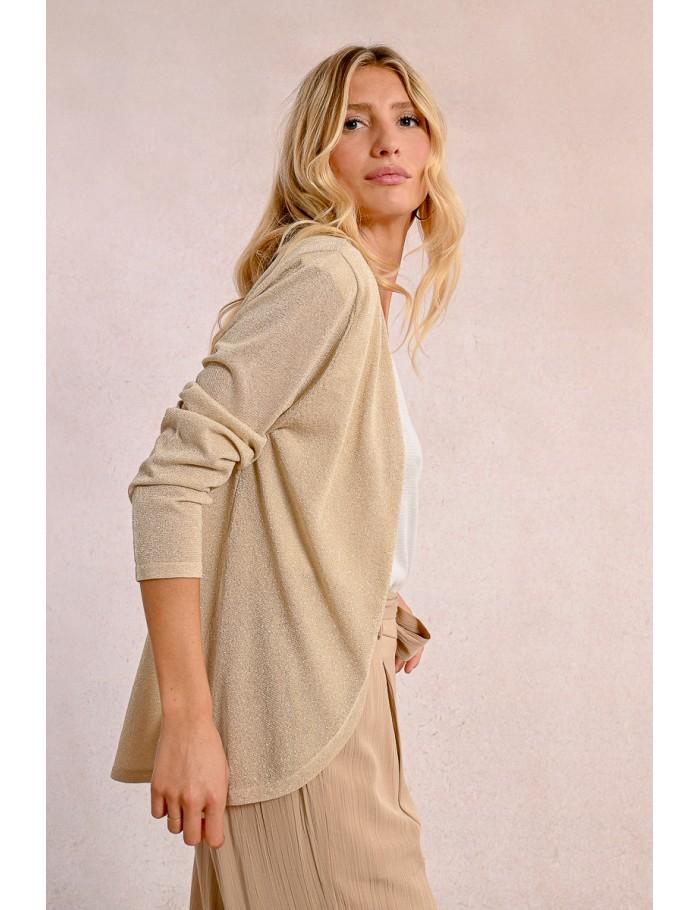 Lili Sidonio X Molly Bracken Cardigan Ouvert Et Irisé BEIGE