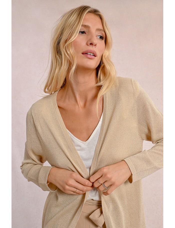 lili sidonio x molly bracken Cardigan ouvert et irisé BEIGE lili sidonio x molly bracken Cardigan ouvert et irisé BEIGE