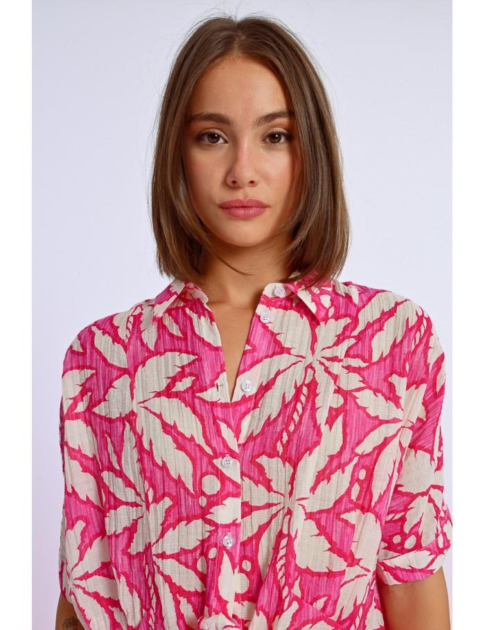 Lili Sidonio X Molly Bracken Chemise Courte à Nouer PINK CARACOL