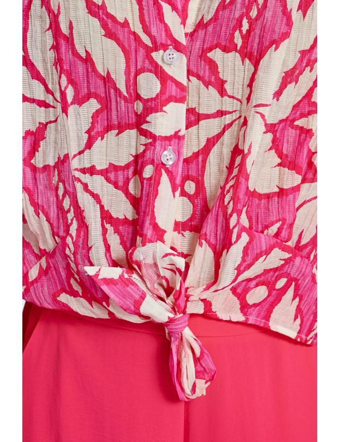 Lili Sidonio X Molly Bracken Chemise Courte à Nouer PINK CARACOL