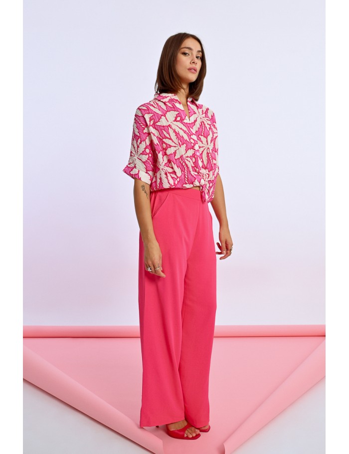 Lili Sidonio X Molly Bracken Chemise Courte à Nouer PINK CARACOL