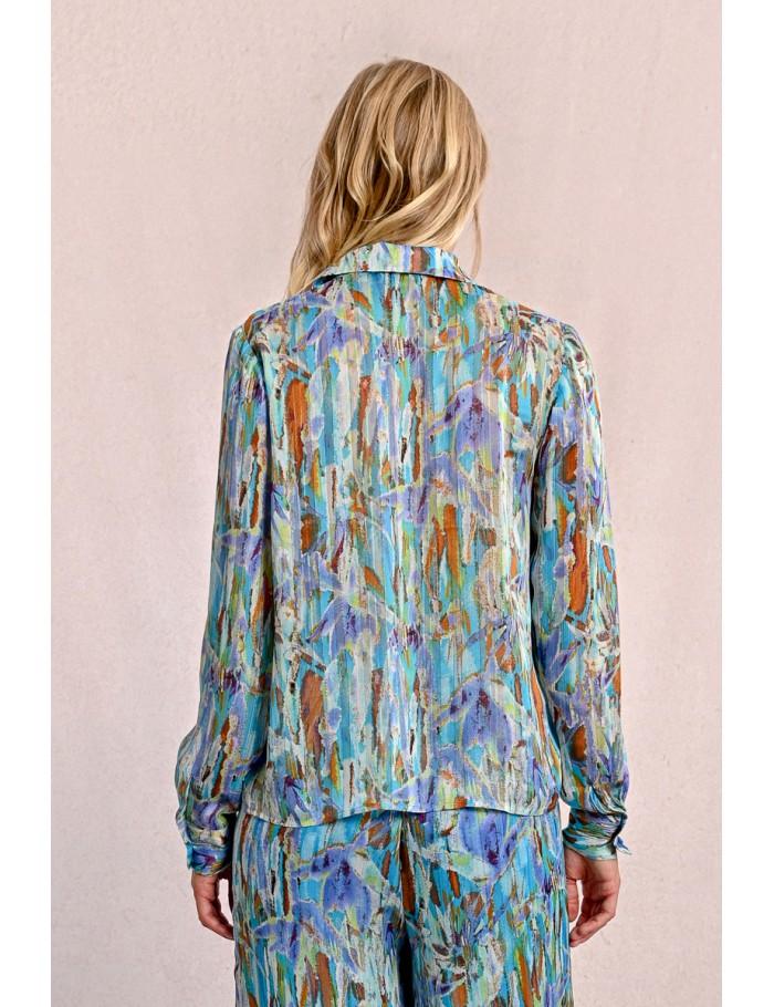 Lili Sidonio X Molly Bracken Chemise Imprimée Poches à Rabats BLUE EDMEE