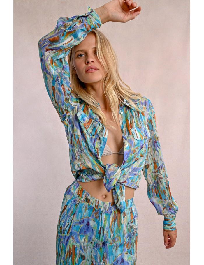 lili sidonio x molly bracken Chemise imprimée poches à rabats BLUE EDMEE