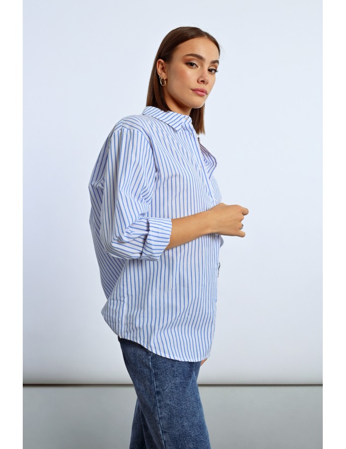 Lili Sidonio X Molly Bracken Chemise Irisée Oversize à Rayures LIGHT BLUE