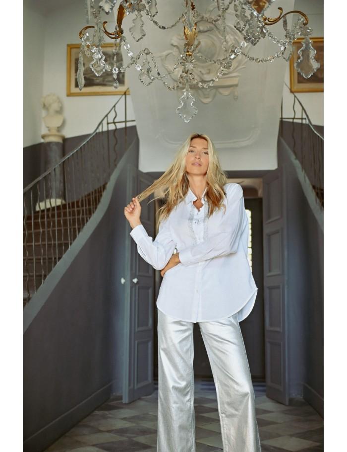 lili sidonio x molly bracken Chemise longue détails strass WHITE