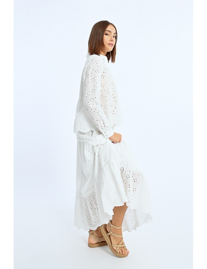 Lili Sidonio X Molly Bracken Chemisier à Broderies Anglaises WHITE