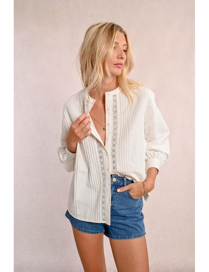 Lili Sidonio X Molly Bracken Chemisier à Plis Insert Dentelle WHITE
