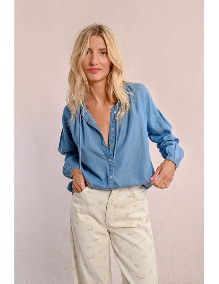 Lili Sidonio X Molly Bracken Chemisier Ample En Tencel LIGHT BLUE DENIM
