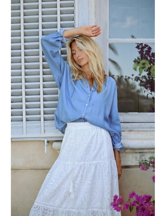 Lili Sidonio X Molly Bracken Chemisier Ample En Tencel LIGHT BLUE DENIM