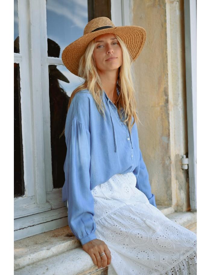 lili sidonio x molly bracken Chemisier ample en Tencel LIGHT BLUE DENIM