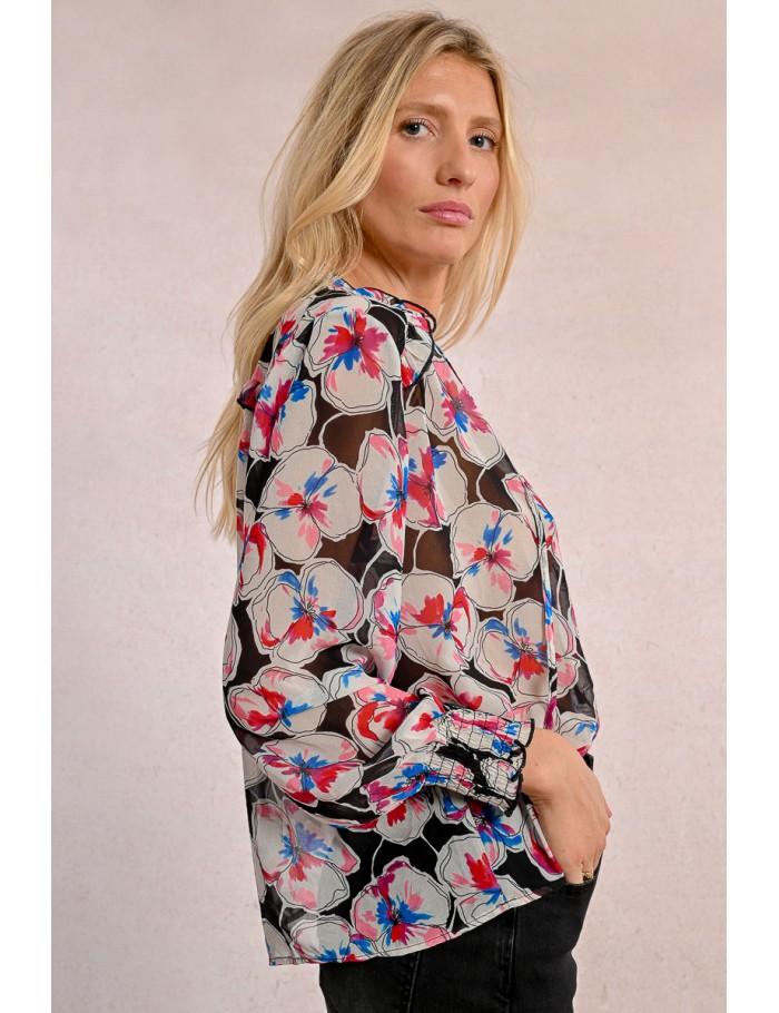 Lili Sidonio X Molly Bracken Chemisier En Semi Transparence à Imprimé BLACK BIANCA