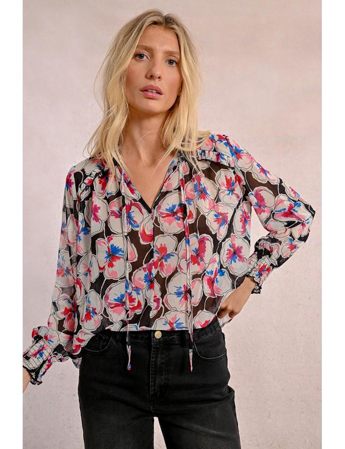 Lili Sidonio X Molly Bracken Chemisier En Semi Transparence à Imprimé BLACK BIANCA