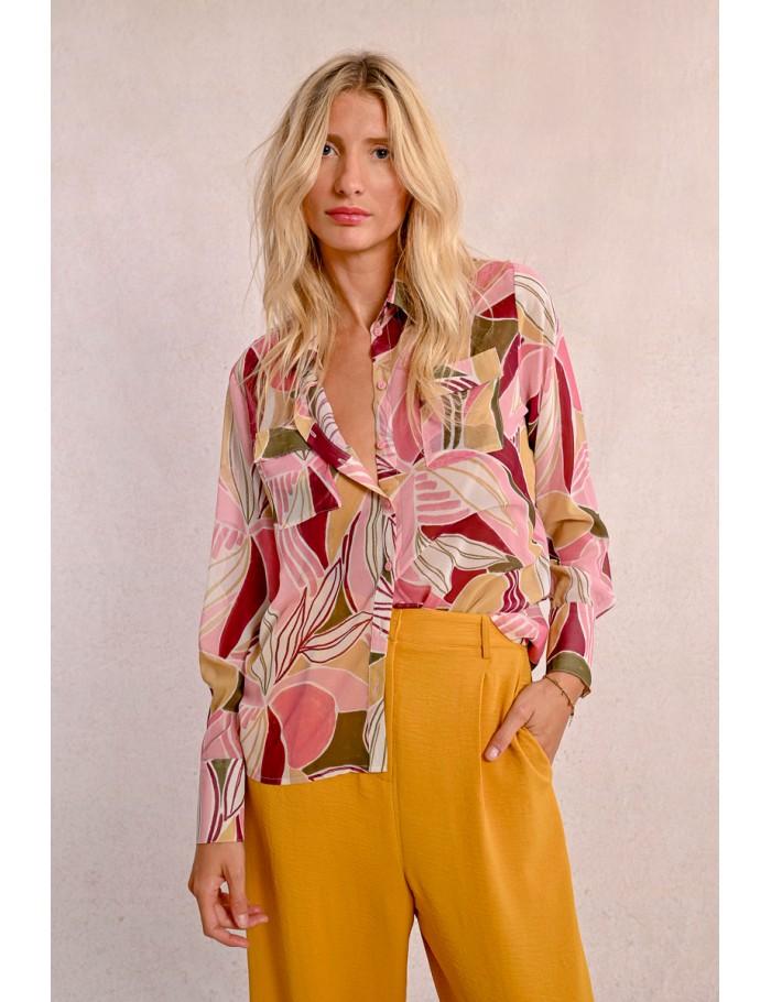 Lili Sidonio X Molly Bracken Chemisier Fluide à Imprimé LIGHT PINK DEEPA