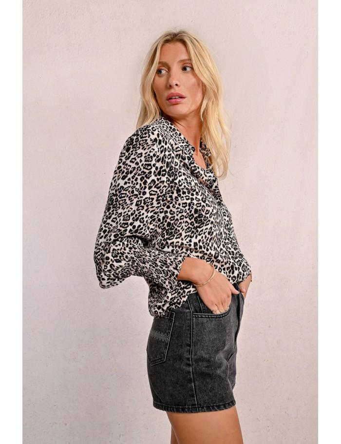 Lili Sidonio X Molly Bracken Chemisier Léopard BEIGE GEETA