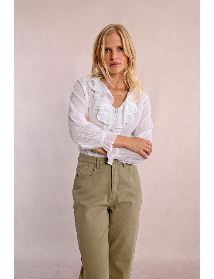 Lili Sidonio X Molly Bracken Chemisier Volanté En Semi Transparence WHITE