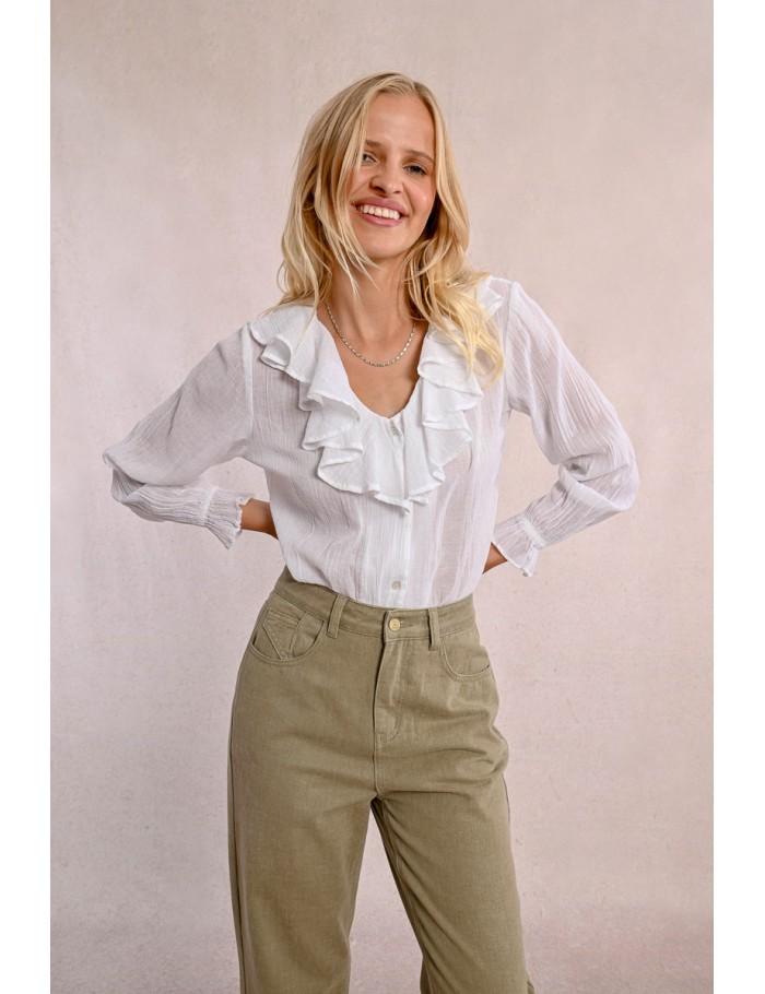 Lili Sidonio X Molly Bracken Chemisier Volanté En Semi Transparence WHITE