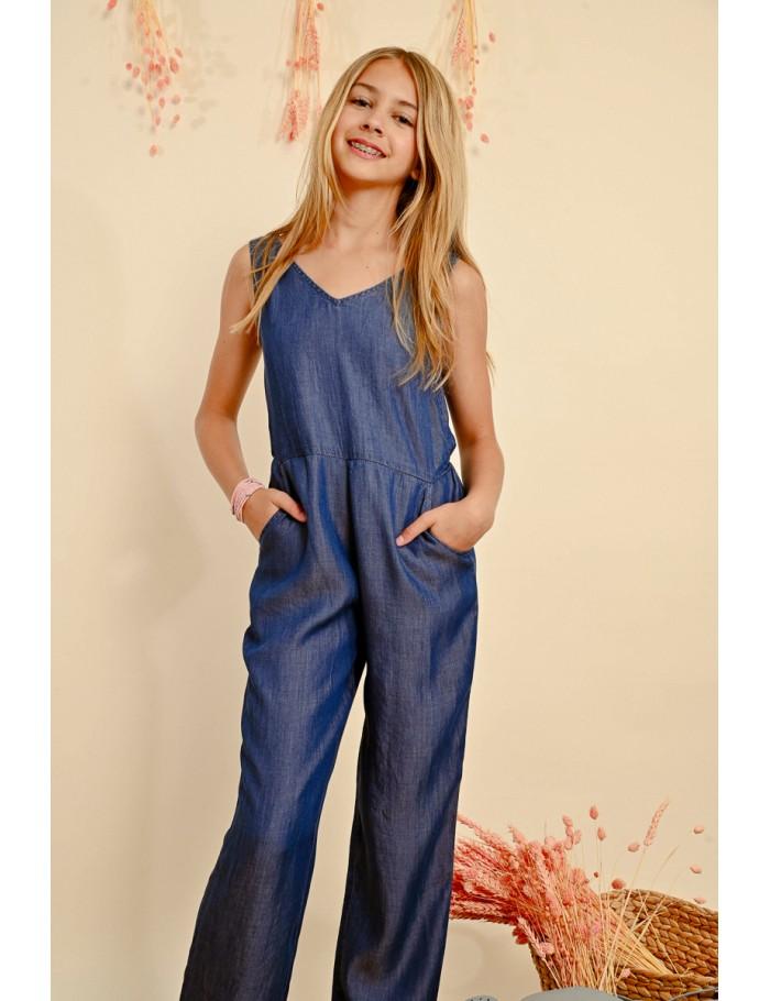 lili sidonio x molly bracken Combi pantalon en lyocell LIGHT BLUE DENIM