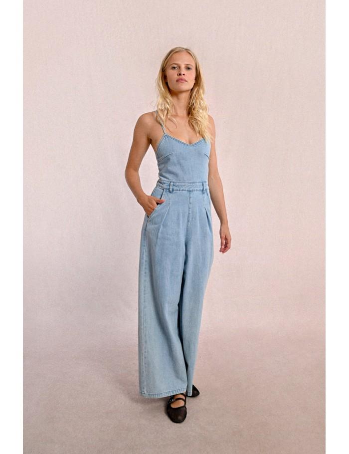 Lili Sidonio X Molly Bracken Combipantalon En Denim à Fines Bretelles DENIM BLUE
